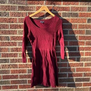 American Eagle Burgundy Long Sleeve Scoop Neck Sweater Mini Dress